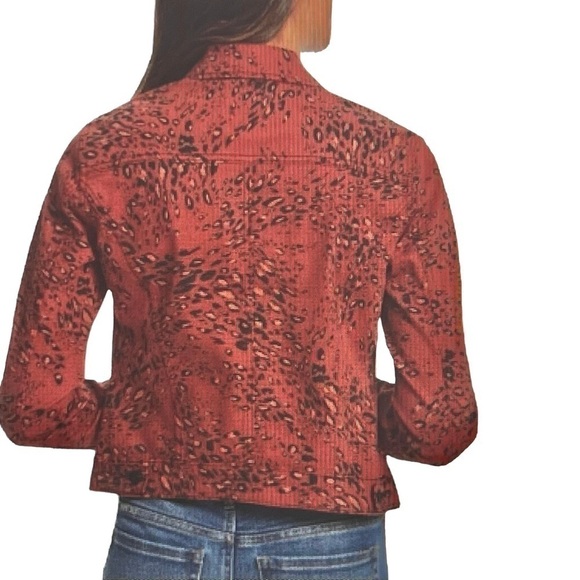 NWT ELLA MOSS Cheetah Sable Swirl Denim Jacket Women's Size S - Picture 2 of 16